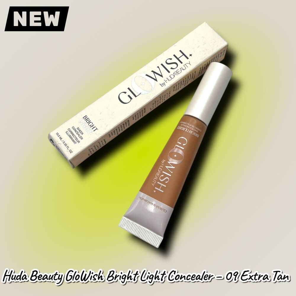 New Huda Beauty GloWish Bright Light Hydrating Sheer Concealer – 09 Extra Tan